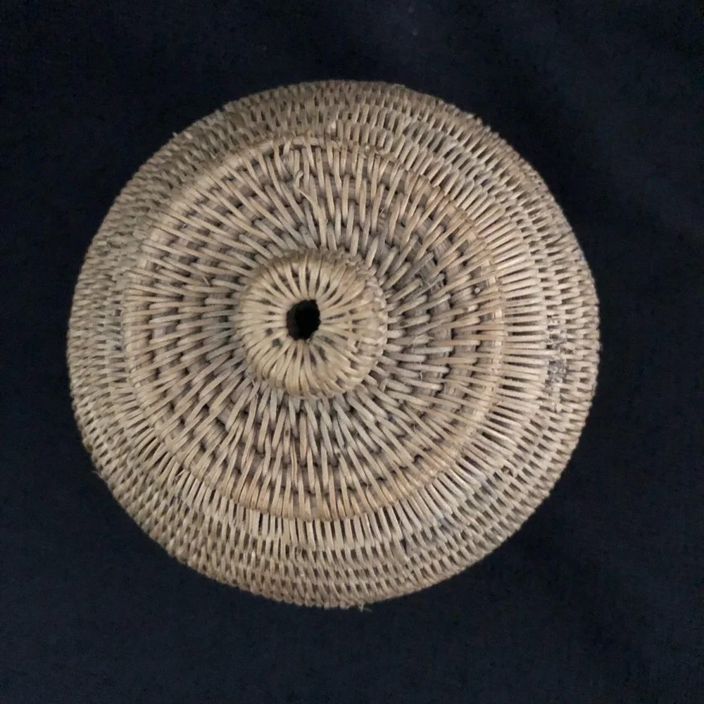 Small Handwoven Small Round Basket with Lid